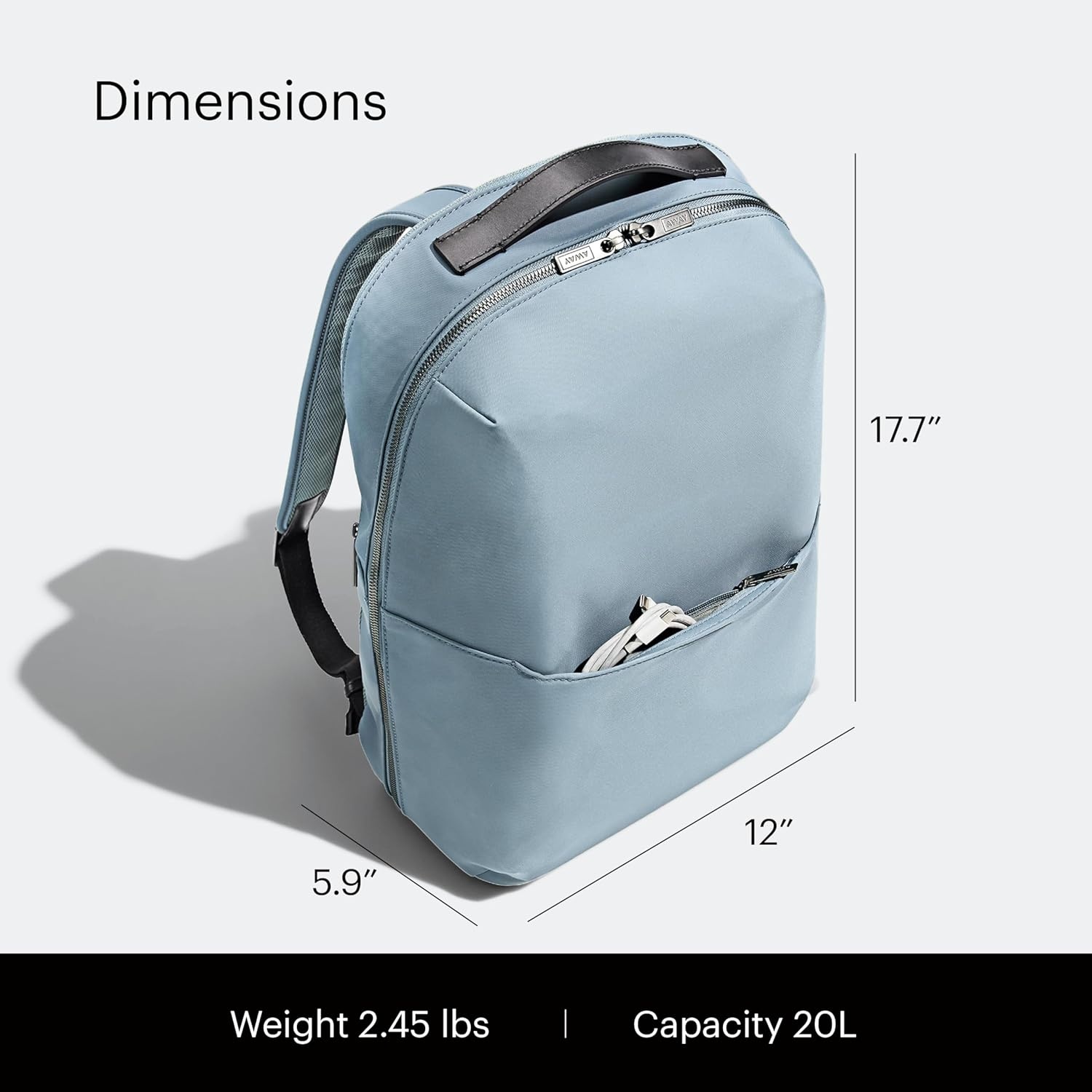 image:imageAway Amazon Exclusive The Everywhere Zip Backpack Personal Item Airline Approved Backpack with 16 Padded Laptop Sleeve Water Bottle Pocket Interior and Exterior Pockets Sky Blue