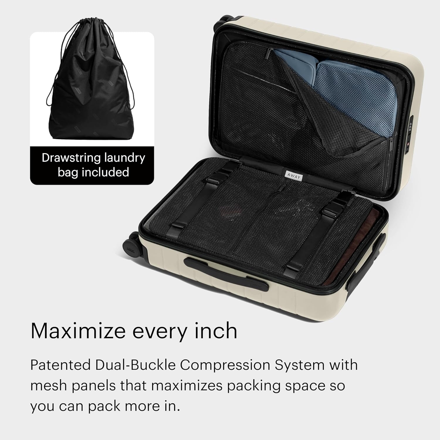 image:imageAway Amazon Exclusive CarryOn Luggage 22Inch Lightweight Hardside Suitcase with 360 Spinner Wheels Interior Compression System TSAApproved Lock Palm GreenSalt White Matte