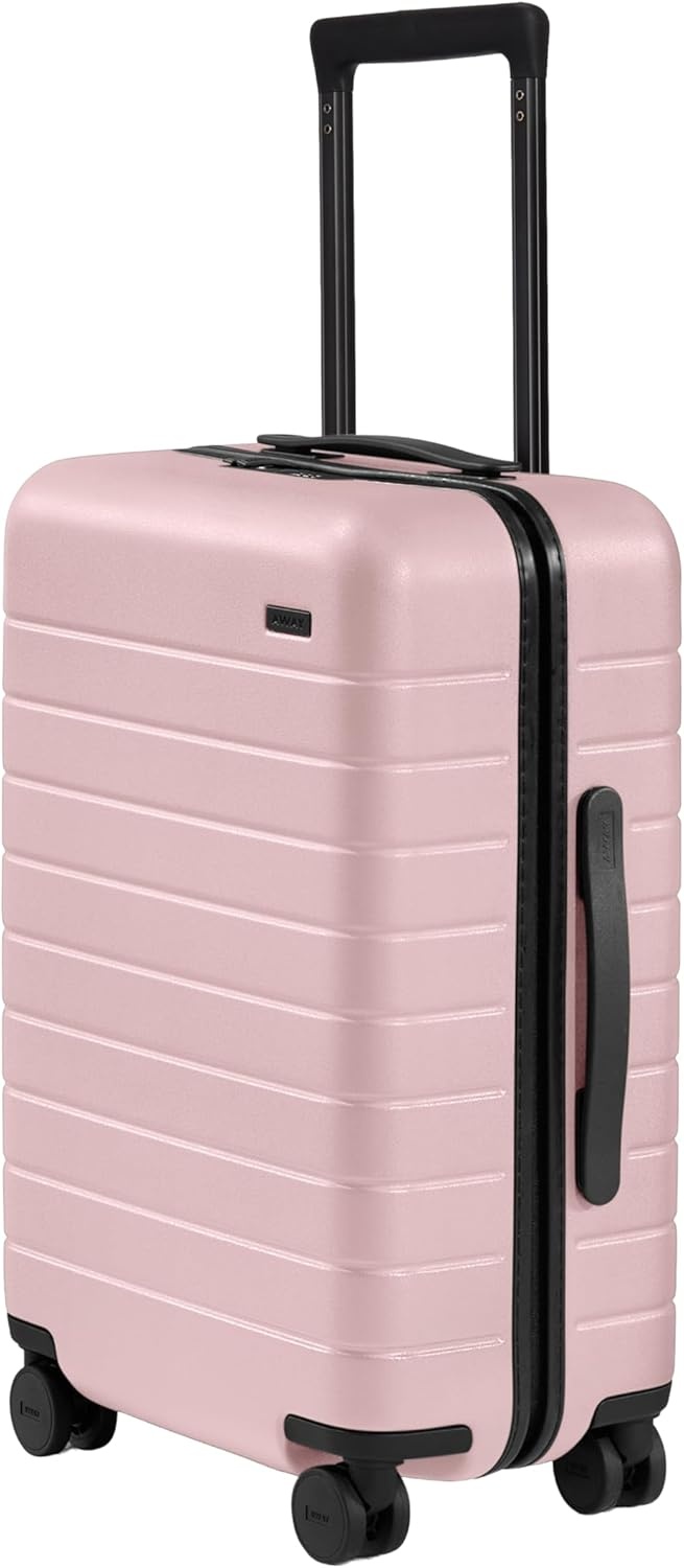 image:imageAway Amazon Exclusive CarryOn Luggage 22Inch Lightweight Hardside Suitcase with 360 Spinner Wheels Interior Compression System TSAApproved Lock Palm GreenBlush Pink