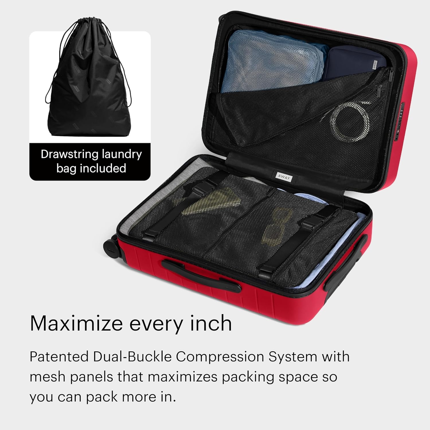 image:imageAway Amazon Exclusive CarryOn Luggage 22Inch Lightweight Hardside Suitcase with 360 Spinner Wheels Interior Compression System TSAApproved Lock Palm GreenCherry Red