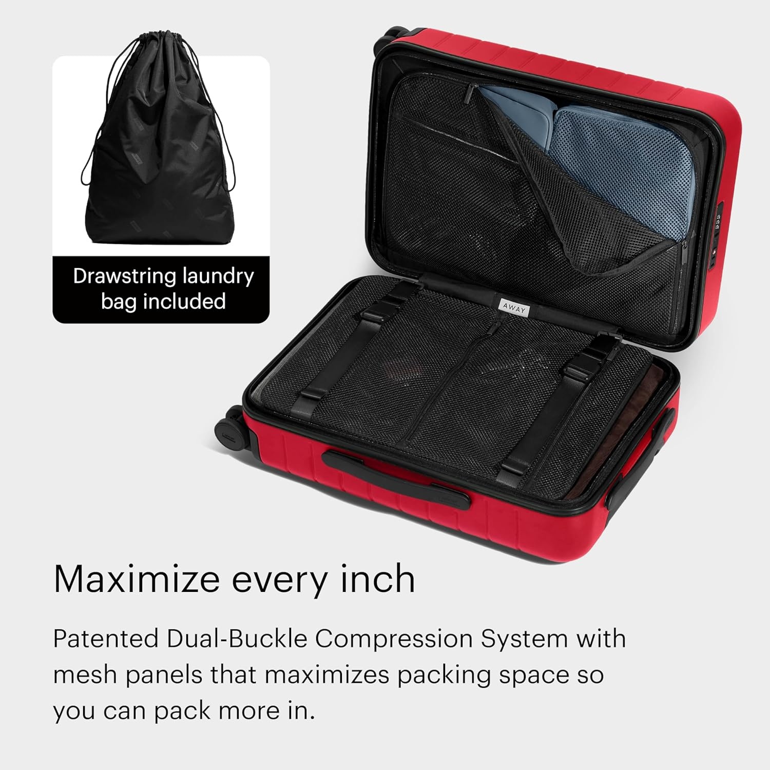 image:imageAway Amazon Exclusive CarryOn Luggage 22Inch Lightweight Hardside Suitcase with 360 Spinner Wheels Interior Compression System TSAApproved Lock Palm GreenCherry Red