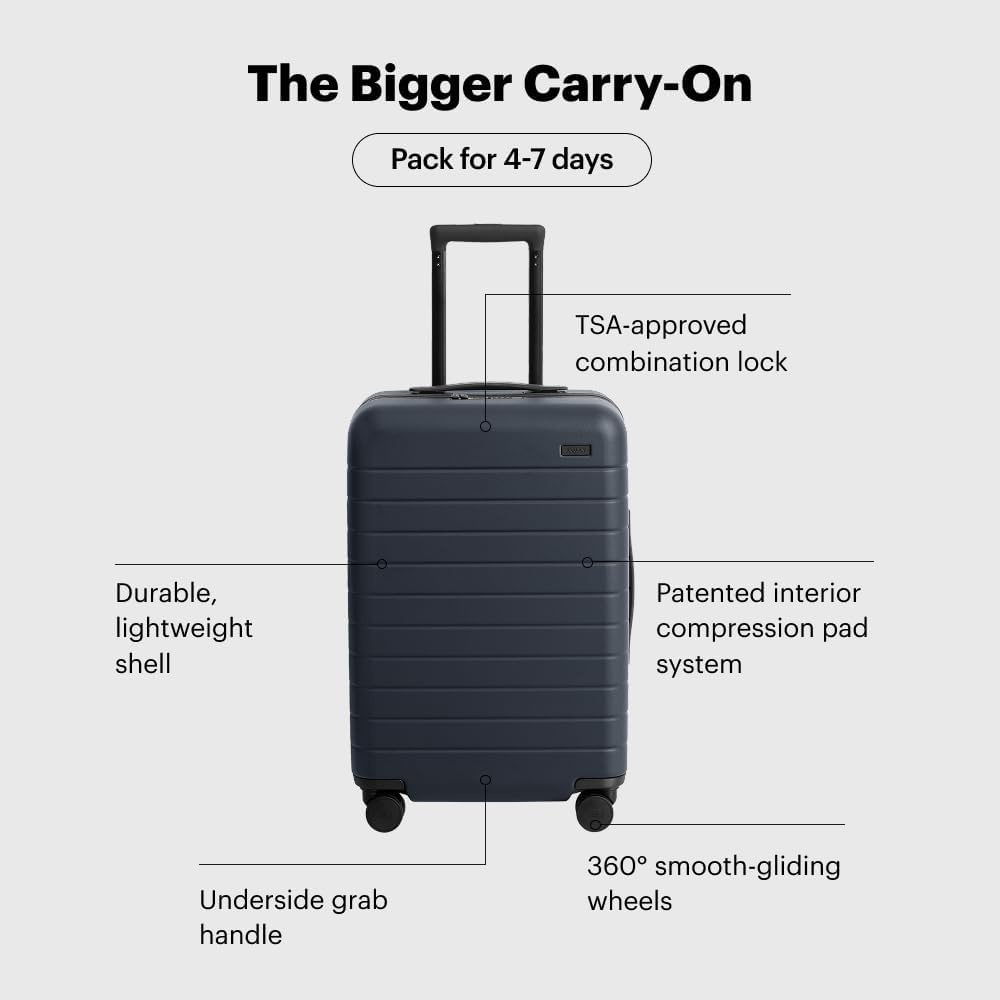 image:imageAway Amazon Exclusive CarryOn Luggage 22Inch Lightweight Hardside Suitcase with 360 Spinner Wheels Interior Compression System TSAApproved Lock Palm GreenNavy Blue