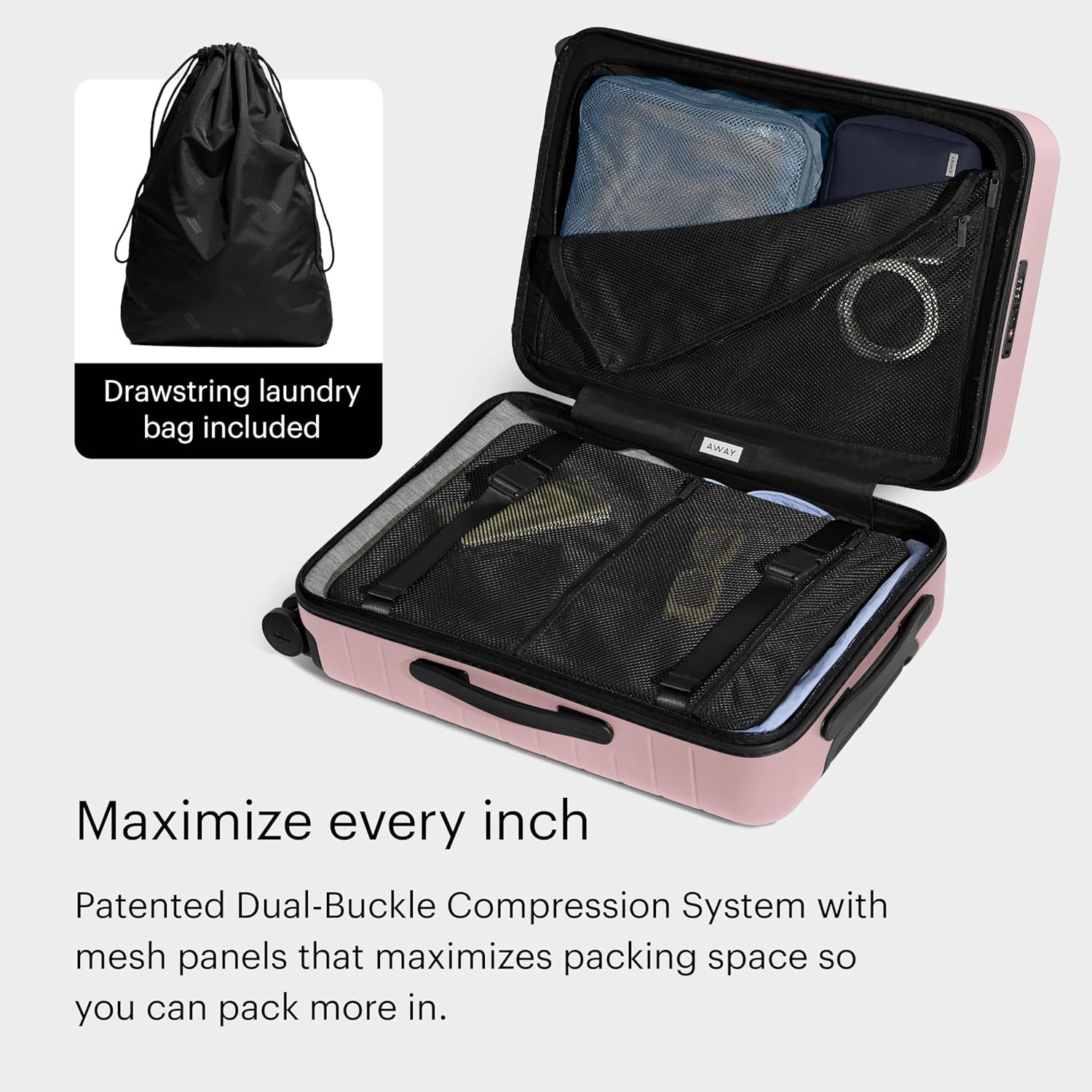 image:imageAway Amazon Exclusive CarryOn Luggage 22Inch Lightweight Hardside Suitcase with 360 Spinner Wheels Interior Compression System TSAApproved Lock Palm GreenBlush Pink