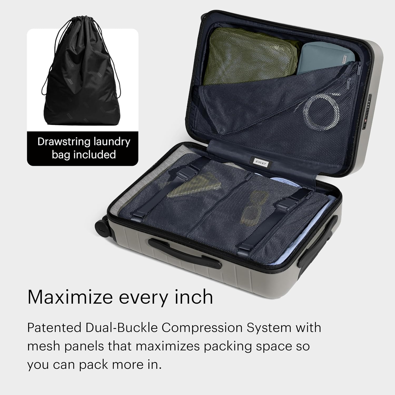 image:imageAway Amazon Exclusive CarryOn Luggage 22Inch Lightweight Hardside Suitcase with 360 Spinner Wheels Interior Compression System TSAApproved Lock Palm GreenCloud Gray