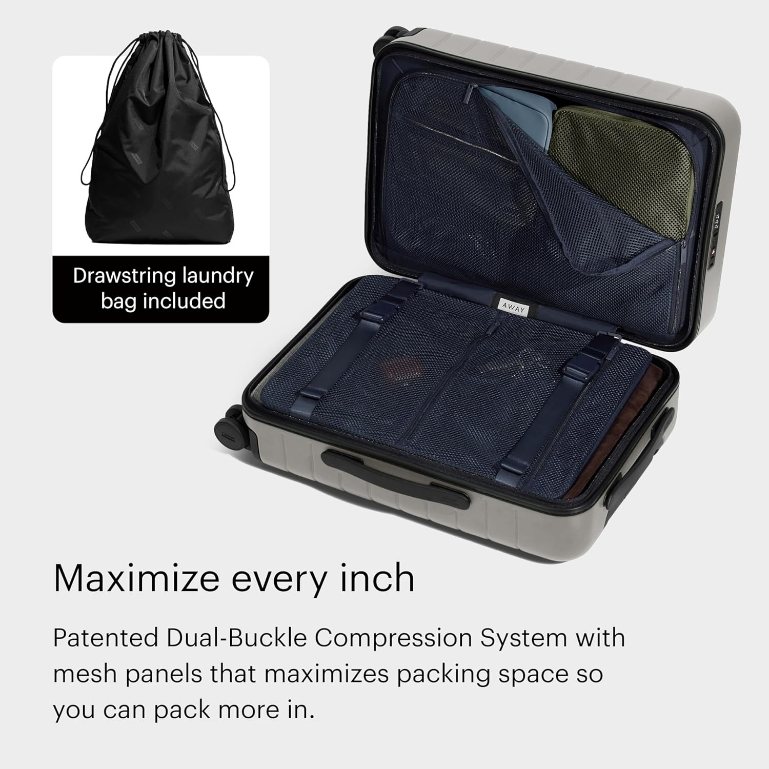 image:imageAway Amazon Exclusive CarryOn Luggage 22Inch Lightweight Hardside Suitcase with 360 Spinner Wheels Interior Compression System TSAApproved Lock Palm GreenCloud Gray