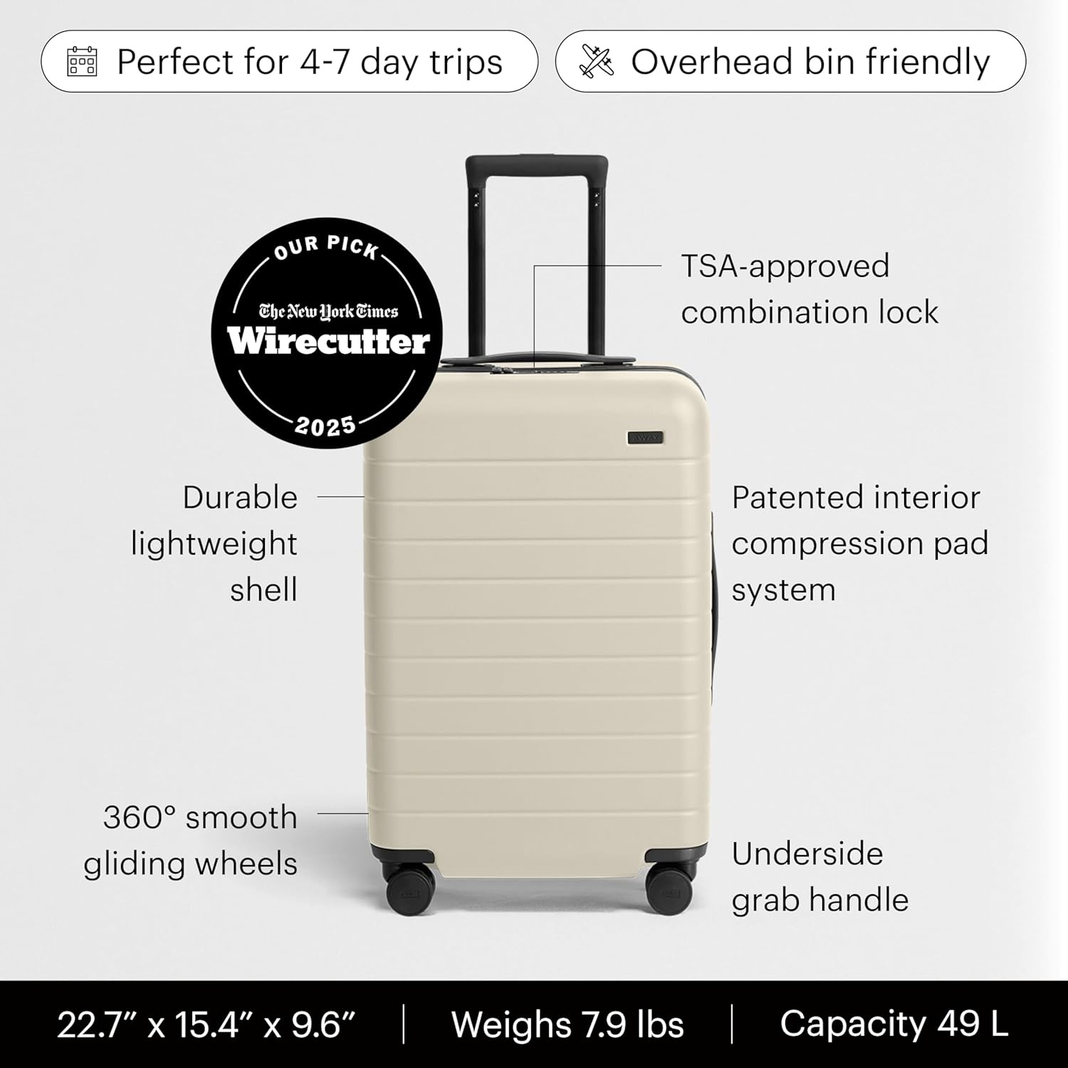 image:imageAway Amazon Exclusive CarryOn Luggage 22Inch Lightweight Hardside Suitcase with 360 Spinner Wheels Interior Compression System TSAApproved Lock Palm GreenSalt White Matte