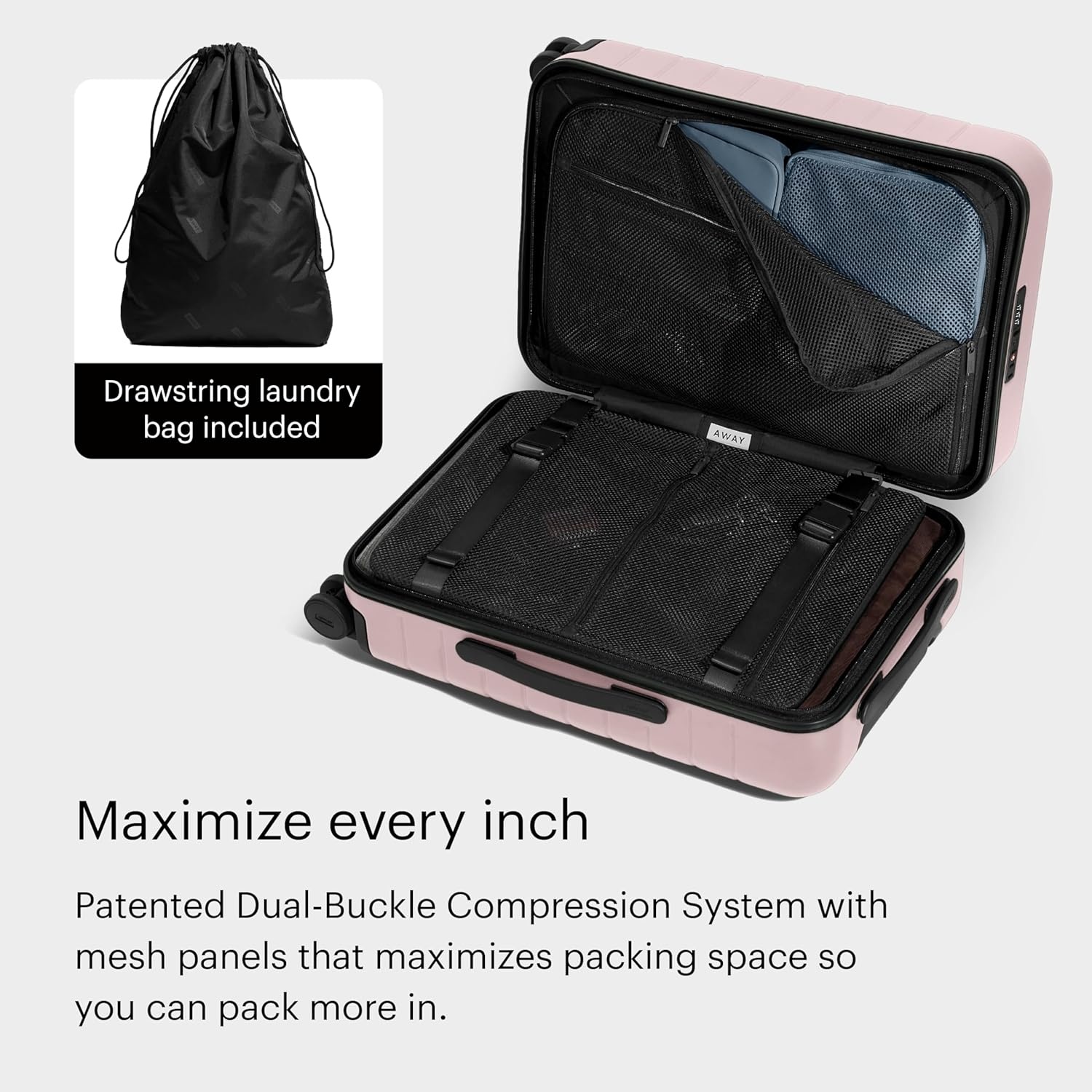 image:imageAway Amazon Exclusive CarryOn Luggage 22Inch Lightweight Hardside Suitcase with 360 Spinner Wheels Interior Compression System TSAApproved Lock Palm GreenBlush Pink