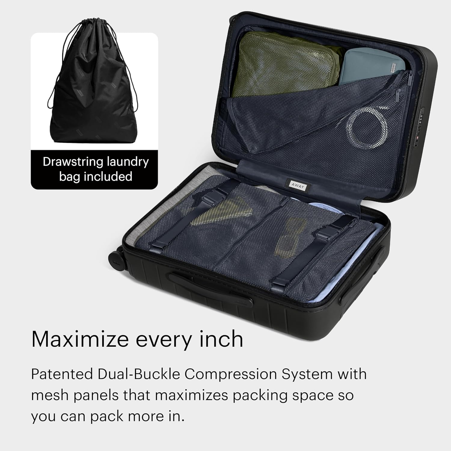 image:imageAway Amazon Exclusive CarryOn Luggage 22Inch Lightweight Hardside Suitcase with 360 Spinner Wheels Interior Compression System TSAApproved Lock Palm GreenJet Black
