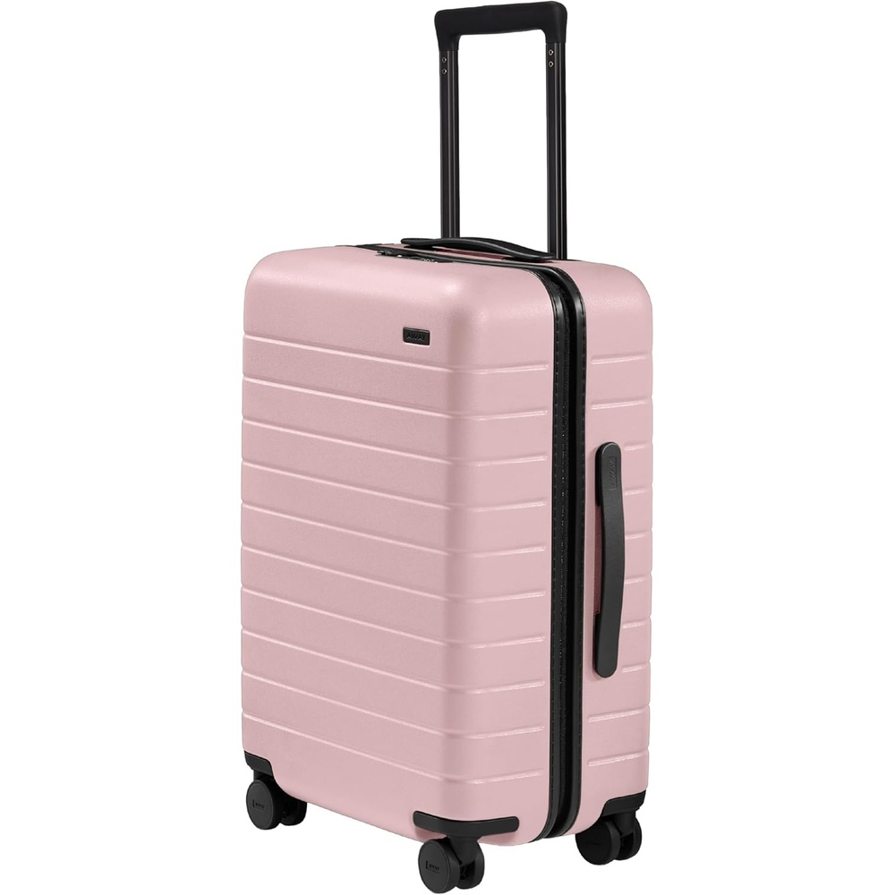 image:imageAway Amazon Exclusive CarryOn Luggage 22Inch Lightweight Hardside Suitcase with 360 Spinner Wheels Interior Compression System TSAApproved Lock Palm GreenBlush Pink
